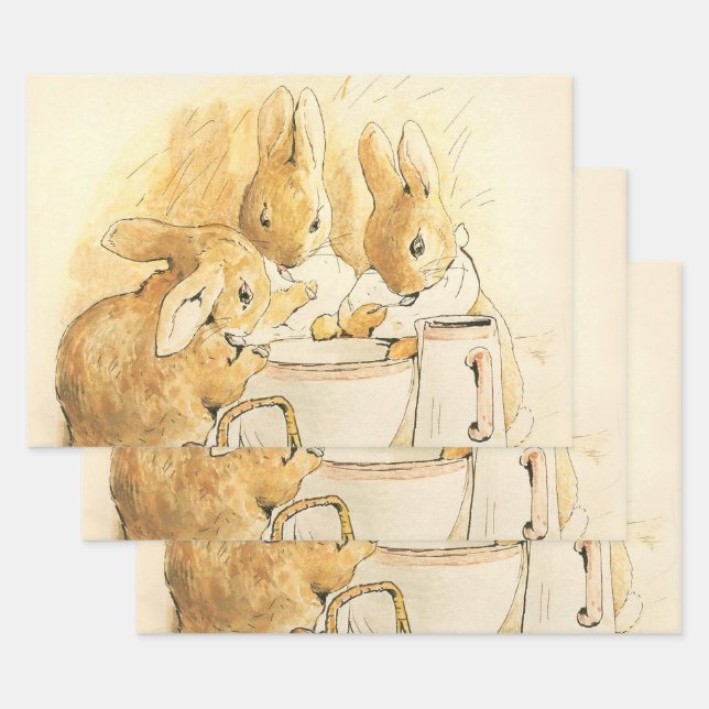 Hoja De Papel De Regalo Conejos y pudín de leche por Beatrix Potter (Set)