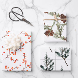 Hoja De Papel De Regalo Cones de ramas de árbol de porcino Juniper y Berri
