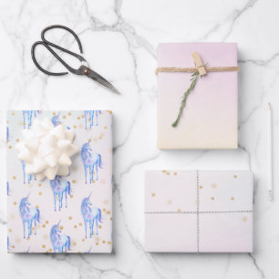 Hoja De Papel De Regalo Confetán de oro de tinte amarillo rosa de Aqua de