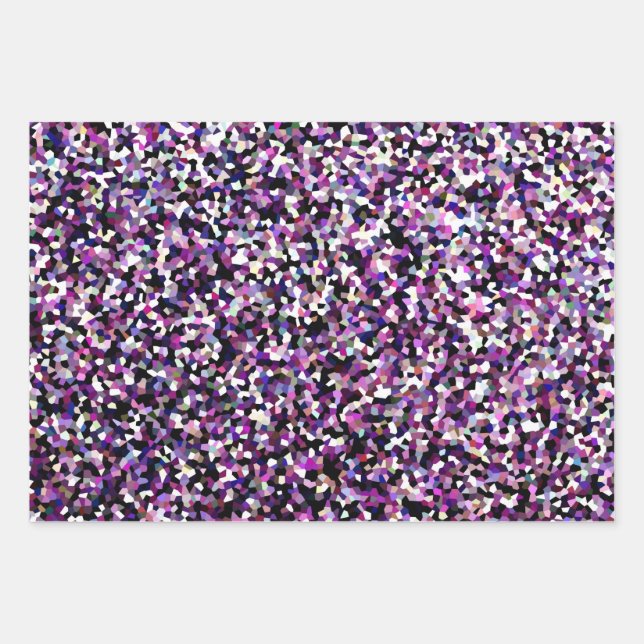 Hoja De Papel De Regalo Confeti morado negro y blanco  (Anverso 3)