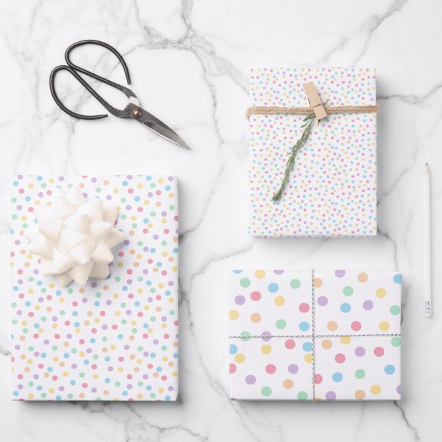 Hoja De Papel De Regalo Confetti Pastels (puntos) (Anverso)