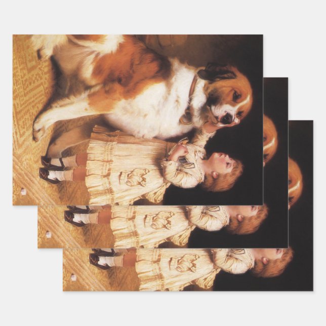 Hoja De Papel De Regalo Confianza de Charles Burton Barber, perro San Bern (Set)