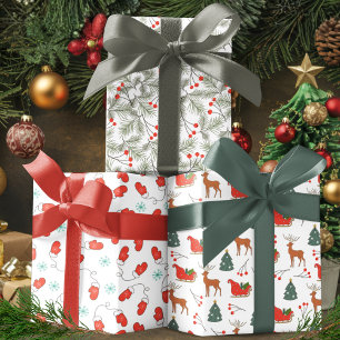 Hoja De Papel De Regalo Conjunto caprichoso de invierno mágico de Navidad