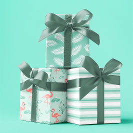 Hoja De Papel De Regalo Conjunto de 3 de color azul pastel Flamingo tropic