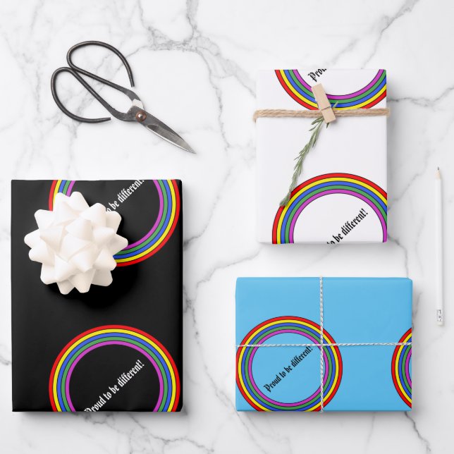 Hoja De Papel De Regalo Conjunto de 3 Orgullosos De Ser Diferentes (Anverso)