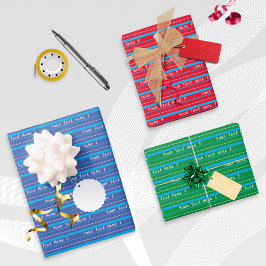 Hoja De Papel De Regalo Conjunto de 3 patrones coloridos con texto persona