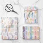 Hoja De Papel De Regalo Conjunto de acuarela Pastel Boho Bohemian para tod<br><div class="desc">Mejore sus presentaciones de regalo con este hermoso conjunto de tres hojas de papel de envoltura de color pastel Boho. Cada hoja presenta un diseño único en tonos delicados y tranquilizantes, como el azul, el rosa, el violeta y el gris suave. La sutil paleta de colores añade un toque de...</div>