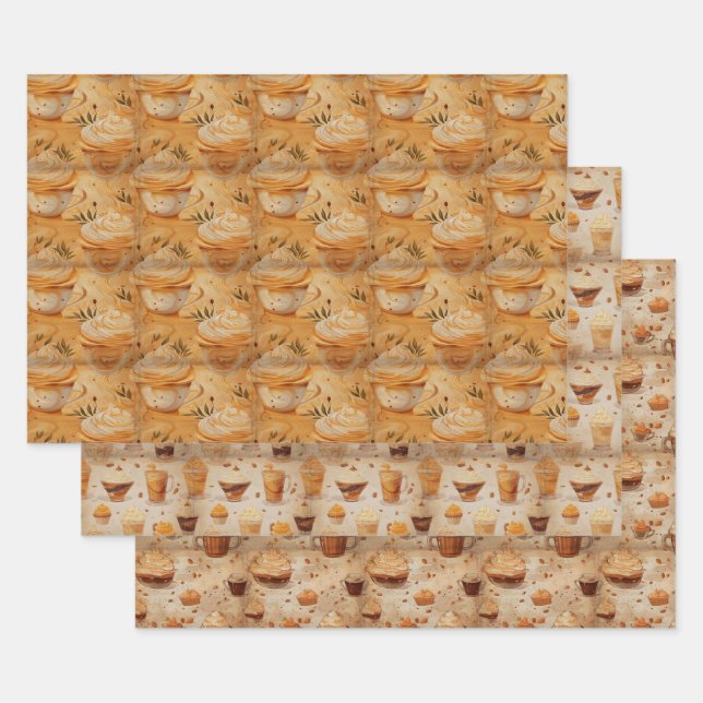 Hoja De Papel De Regalo Conjunto de acuarela rústica para el café no1 (Set)