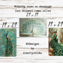 Conjunto de decoupage de majestuoso pavo real