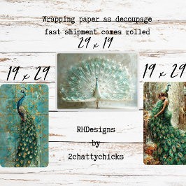 Hoja De Papel De Regalo Conjunto de decoupage de majestuoso pavo real