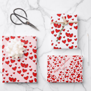 Hoja De Papel De Regalo Conjunto de El día de San Valentín de patrones de 