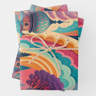 Hoja De Papel De Regalo Conjunto de envoltorio de sueño de cúpula de paste