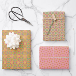 Hoja De Papel De Regalo Conjunto de Naranjas geométricos verdes de primave