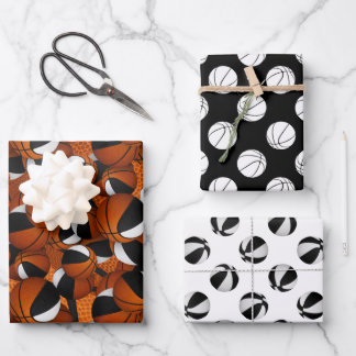 Hoja De Papel De Regalo Conjunto de patrones coordinados de baloncesto bla