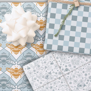 Hoja De Papel De Regalo Conjunto de patrones de abejas melíferas