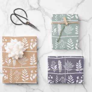 Hoja De Papel De Regalo Conjunto de Siluetas Botánicas Botanic Rhythm