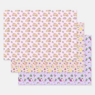 Hoja De Papel De Regalo Conjunto de tres cerdos de Guinea