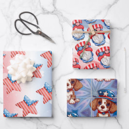 Hoja De Papel De Regalo Conjunto del 4 de julio de 3