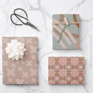Hoja De Papel De Regalo Conjunto minimalista geométrico neutro moderno