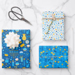 Hoja De Papel De Regalo Conjunto mixto de Chanukah de estrellas judías con<br><div class="desc">A veces solo tienes unos cuantos artículos para envolver a Chanukah, y no quieres comprar un rollo enorme de papel de envoltura de Chanukah que permanecerá en tu armario durante años. Esta selección de tres hojas de papel de envoltura de Chanukah es perfecta para envolver algunos regalos. Tres hojas separadas...</div>