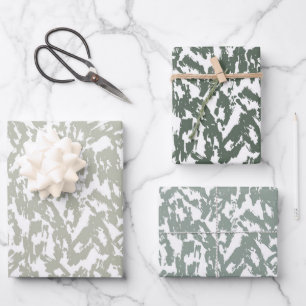 Hoja De Papel De Regalo Conjunto verde de sabanas de leopardo abstracto mo