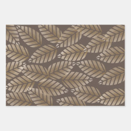 Hoja De Papel De Regalo Conos de pino abstractos de cobre y platino