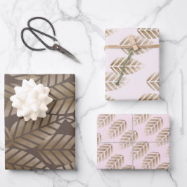 Hoja De Papel De Regalo Conos de pino abstractos de cobre y platino