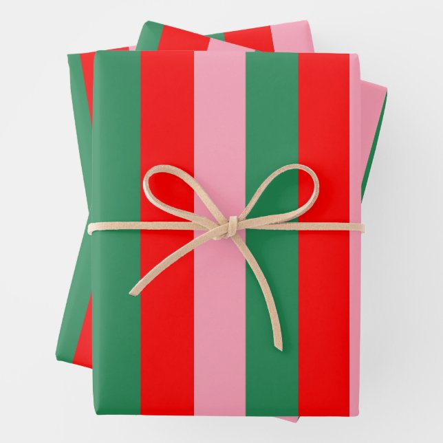 Hoja De Papel De Regalo Contemporary Christmas Stripes  (In situ)