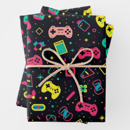 Hoja De Papel De Regalo Control de videojuegos y patrón de juguetes