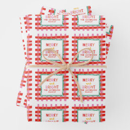 Hoja De Papel De Regalo Control rojo brillante y merry personalizado