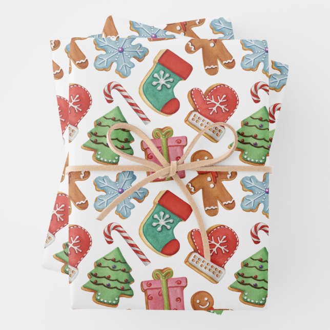 Hoja De Papel De Regalo Cookies de Navidades de acuarela (In situ)