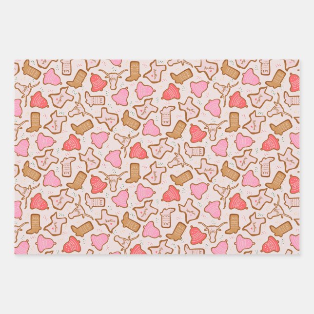 Hoja De Papel De Regalo Cookies de Navidades de Texas (Anverso)