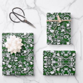 Hoja De Papel De Regalo Cookies de Navidades verdes