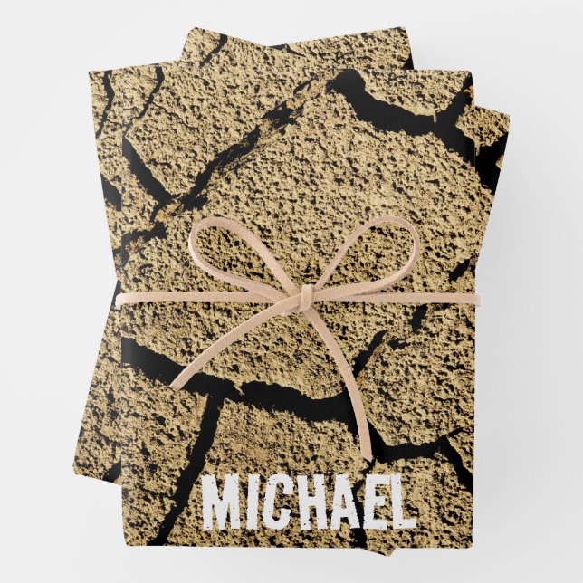 Hoja De Papel De Regalo Cool Dry land cracked earth Your Custom name (In situ)