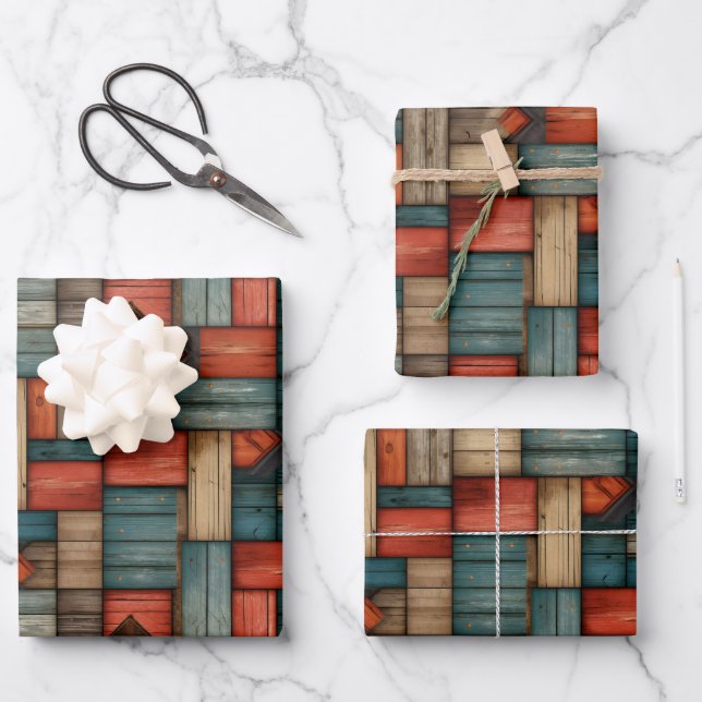 Hoja De Papel De Regalo Cool tiled retro Western pattern  (Anverso)