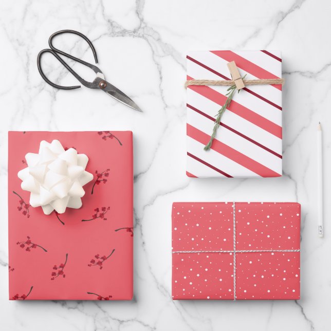 Hoja De Papel De Regalo Coordinating Variety Set Christmas Wrapping Paper  (Anverso)