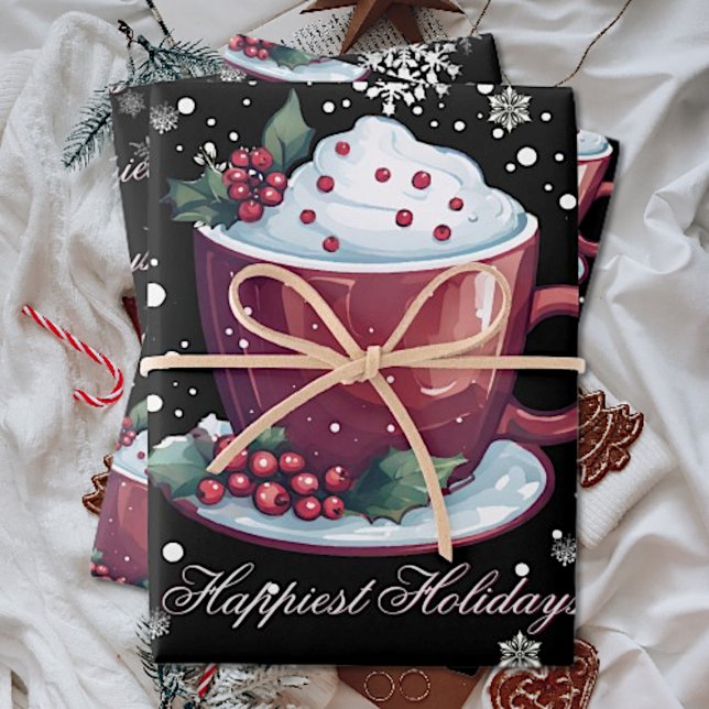 Hoja De Papel De Regalo Copa de navidades de chocolate caliente (Christmas Cup of Hot Chocolate Wrapping Paper Sheets)