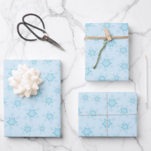 Hoja De Papel De Regalo Copo de nieve, Azul Hielo, Copos de Nieve Helados,