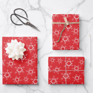 Hoja De Papel De Regalo Copo de nieve, copos de nieve rojos y blancos, Nie