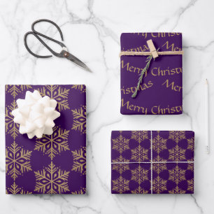 Hoja De Papel De Regalo Copo de nieve dorado - Efecto Purpurina