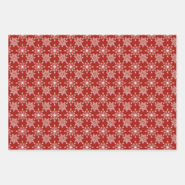 Hoja De Papel De Regalo Copo de nieve en rojo