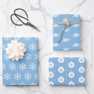 Hoja De Papel De Regalo Copos de nieve, alegría y Navidades con el patrón