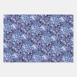 Hoja De Papel De Regalo Copos de nieve azules