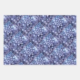 Hoja De Papel De Regalo Copos de nieve azules