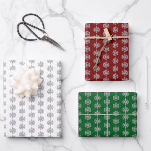 Hoja De Papel De Regalo Copos de nieve de plata