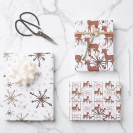 Hoja De Papel De Regalo Copos de nieve dorados