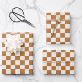 Hoja De Papel De Regalo Copper and eggshell checkerboard pattern