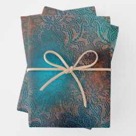 Hoja De Papel De Regalo Copper Patina Rustask Damask