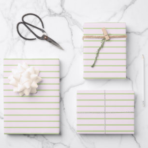 Hoja De Papel De Regalo Coqueta Chic Preppy Rayas Verdes y Rosadas Pastel