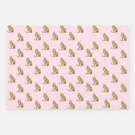 Hoja De Papel De Regalo Coqueta Rosa Leopardo Navidad